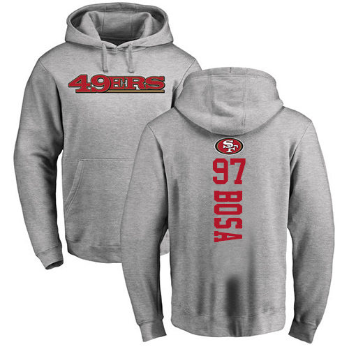 Men San Francisco 49ers Ash Nick Bosa Backer #97 Pullover NFL Hoodie Sweatshirts